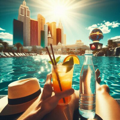alt= "Surviving the heat at a Las Vegas pool party"