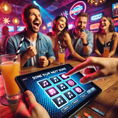 alt= "Enjoying a night at a karaoke bar in Las Vegas"