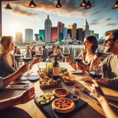 alt= "A wine tasting event in Las Vegas"