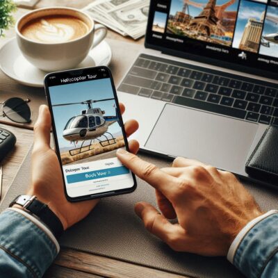 alt= "Booking a Las Vegas helicopter tour with champagne"