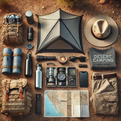 alt= "Essential gear for desert camping near Las Vegas"