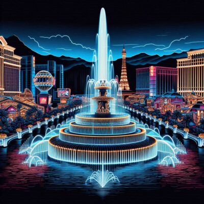 alt= "Bellagio Fountains on the Las Vegas Strip"