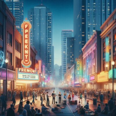 alt= "Fremont Street at night"
