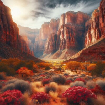 alt= "Fall foliage at Red Rock Canyon"