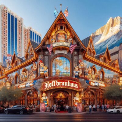 alt= "Hofbrauhaus at Oktoberfest in las Vegas"