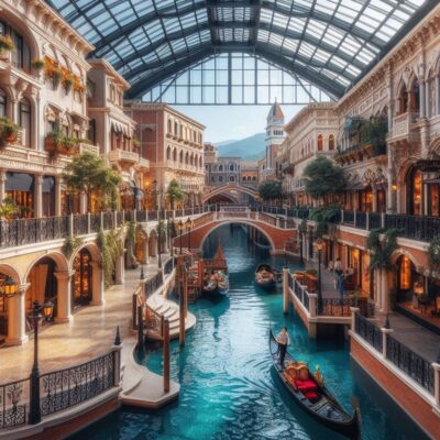 alt= "Indoor canals at the Venetian Shops, las Vegas"