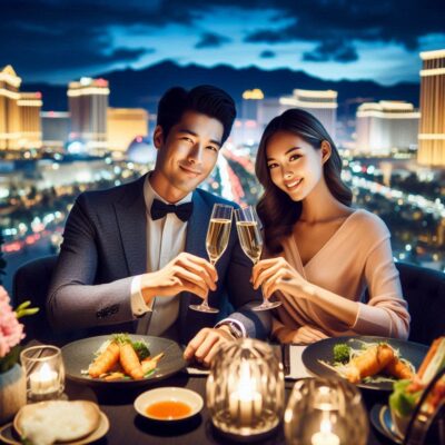 alt= "Champagne and fine dining in Las Vegas"