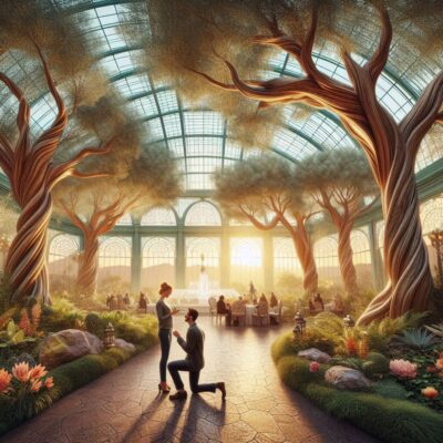 alt= "A Vegas proposal at the Bellagio Conservatory"