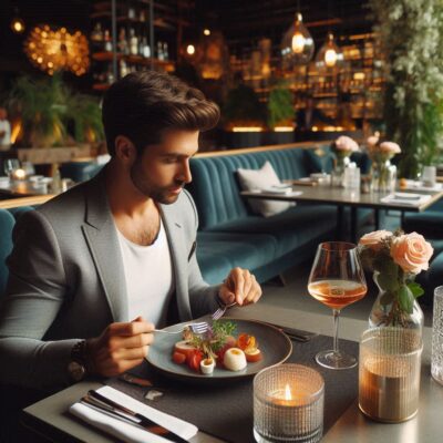 alt= "Dining alone in Las Vegas"