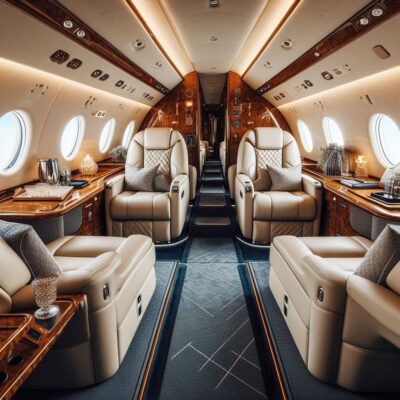 alt= "Inside one of the top private jet charters to and from Las Vegas"