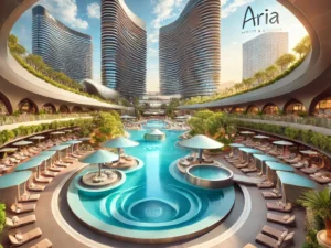 alt= "Aria Resort & Casino pools"