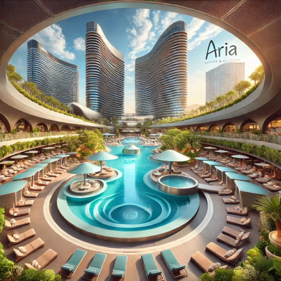 alt= "Aria Resort & Casino pools"