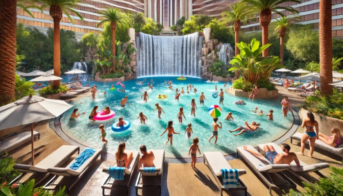 alt= "Family fun at the Mirage Pool"