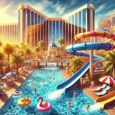 alt= "Fun at Las Vegas hotels with water slide"