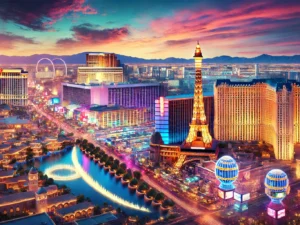 alt= "Las Vegas at dusk"