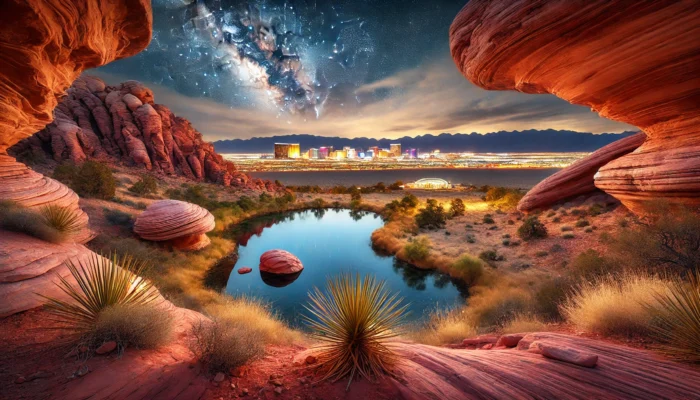 alt= "View of Las Vegas from Red Rock Canyon"