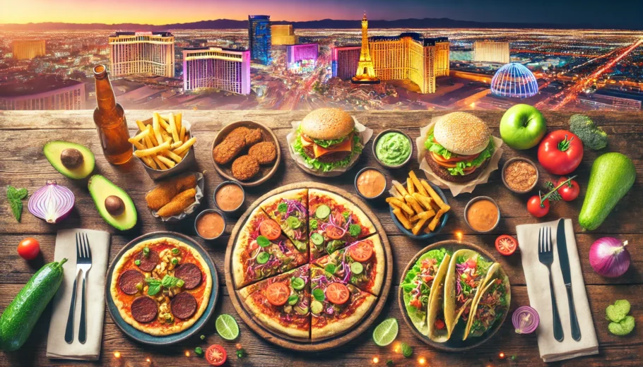 alt= "Selection of dishes from Vegan restaurants in Downtown Las Vegas"