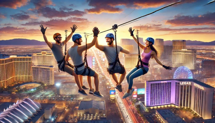 alt= "Friends enjoying the top zipline experiences in Las Vegas"