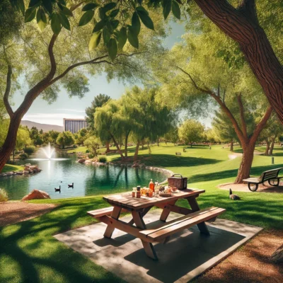 alt= "picnic in a Las Vegas park"